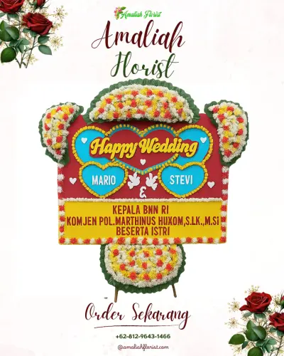 Karangan Papan Bunga Pernikahan di Cihideunghilir